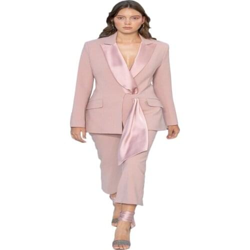 Two Pieces Pink Tuxedos Shawl Lapel Women Suits For Coat+Pant Suits For Women Fashion Formal Newest Party Wear Custom Made