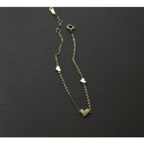 Morivovog 925 Sterling Silver Three Heart Bracelets for Girls Elegant 14K Gold Minimalist Glossy Bracelets Friendship Jewelry