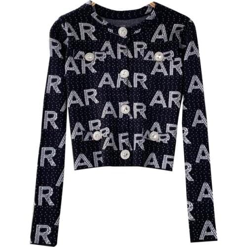 Jacquard Short Sweater Ladies O-neck Long-sleeved Retro Autumn 2021 Single-breasted Ladies Knitted Cardigan