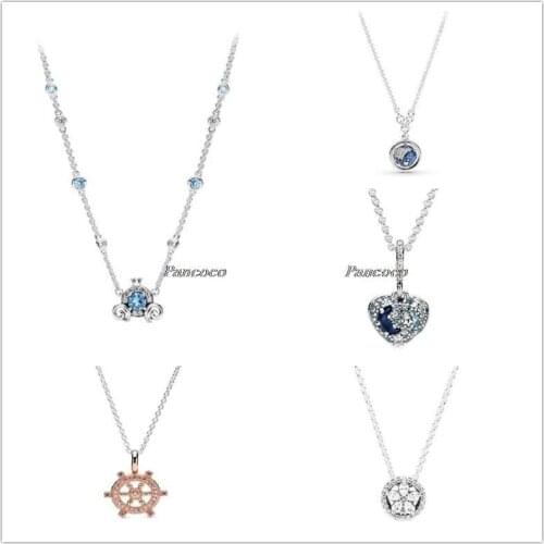 925 Sterling Silver Necklace Sparkling Snowflake Necklace For Women Bead Charm Diy Pandora Jewelry