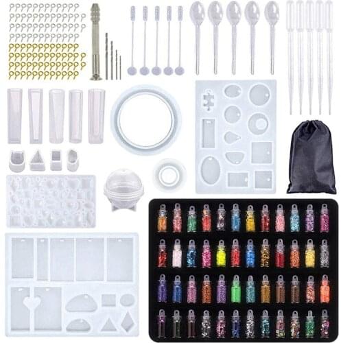 184PCS/Set Silicone Casting Resin Molds DIY Crystal Epoxy with Drill and Bag Tools Set for Jewelry Bracelet Craft Making