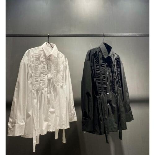 S-6XL 2020 New women mens clothing singer Bigbang personality Handmade floral pleated tassel design shirt plus size costumes