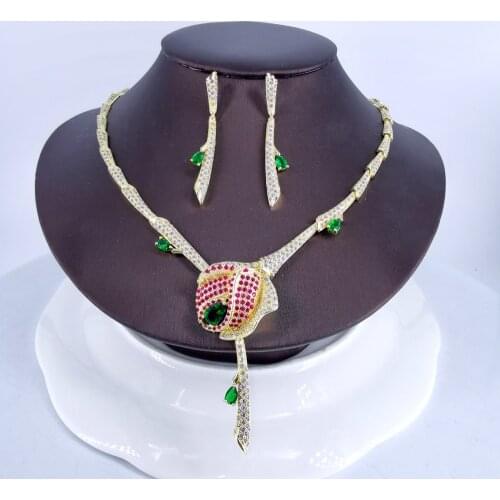 2021 New fashion cyrstal green flower CZ zircon necklace earring wedding banquet dressing dinner jewelry set,free shipping