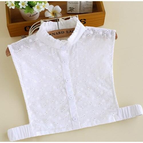 2020 Lace Embroidery Shirt Fake Collar for Women Cotton Sweater Blouse Tops Detachable Turn Down Collar Female False Collars