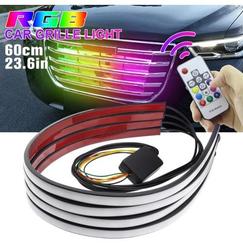 4Pcs 60cm Bumper Strip Light RGB LED 144 SMD Smart Changing Light Car Decorative Grille Light Waterproof DRL & Turn Signal Lamp