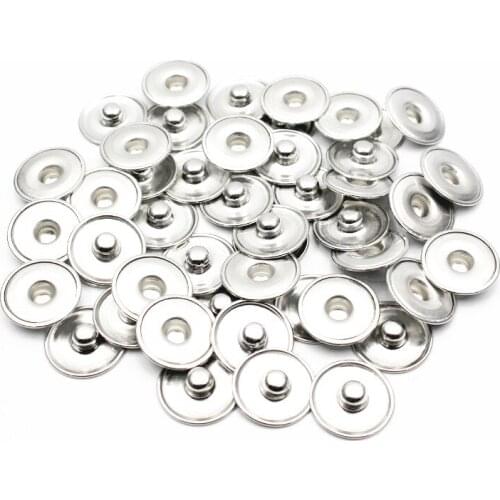 50pcs/lot DIY Accessories For Make 18mm/20mm Snap Buttons Round Silver Tone Cabochon Setting