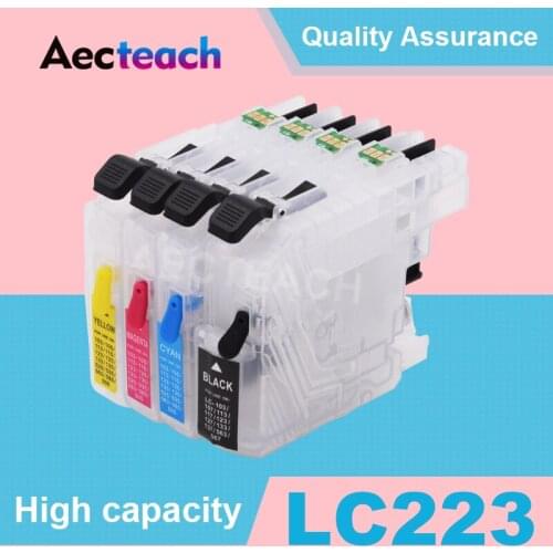 Aecteach 4 Color Ink Cartridge Refillable For Brother LC 223 XL LC221 LC225 LC223 LC227 LC229 MFC J5320DW J5620DW Printer