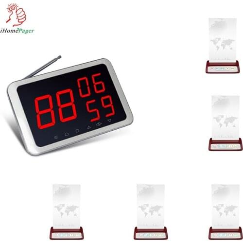 Wireless Calling System Waiter Call System Restaurant Call System Three Groups Number Display Receiver With 5 Push Button