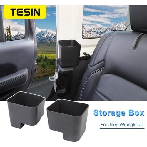 TESIN Rear Drink Holder Rear Seat Side Storage Box For Jeep Wrangler JL 2018+ Cup Holder Accessories 2Pcs