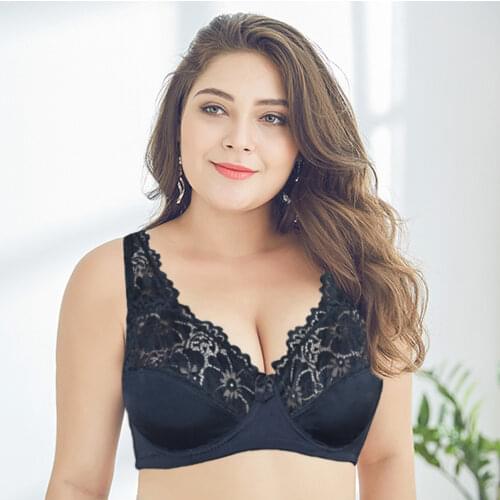 Plus Size Bra For Women Sexy perspective Brassiere Floral Lace bras unlined Underwire Bralette Female Underwear Top BH Lingerie