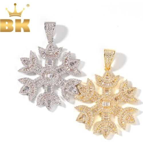 THE BLING KING Hiphop Snowflake Pendant Necklace New Style Iced AAA Cubic Zirconia Necklace Copper Fashion Jewelry