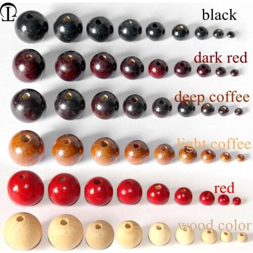 Hemu wooden beads 4mm~20mm round wood pearl 6 colors diy pearls for clothes car sofa cushion craft curtain home party decoration