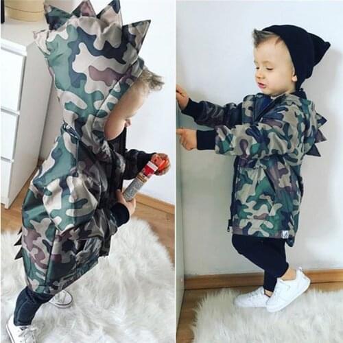 Kids Baby Boys Clothes Camouflage Dinosaur Hooded Long Sleeve Hoodie Tops Jacket Kids Coats