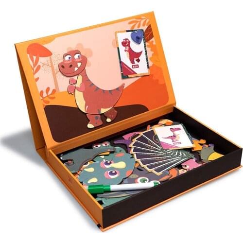 Dinosaur Magnetic Puzzles Kids Montessori Toy Educational Toys For Children Magnets Jigsaw Puzzle Games with White Drawing Board