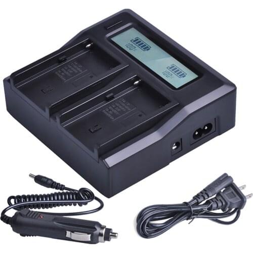 Dual LCD Quick Battery Charger for Sony NEX-FS700, NEX-FS700E, NEX-FS700EK, NEX-FS700U, NEX-FS700UK, NEX-FS700K NXCAM Camcorder
