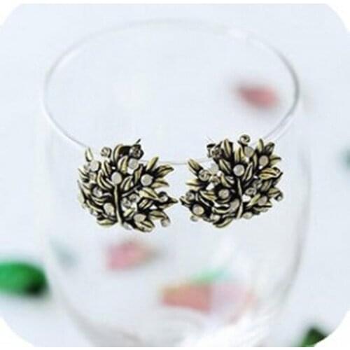 European and American fine jewelry Crystal earrings Lush foliage retro earrings ear fashion jewelry Fashion Crystal Earrings