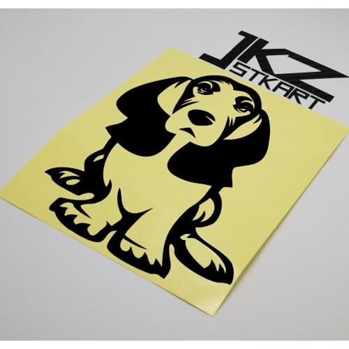 JKZ STKART Vinyl Die Cut Car Stickers Decals Cute Basset Hound Dog 15 x 10.5 cm For Motor Bike Truck Helmet Decorated Stickers