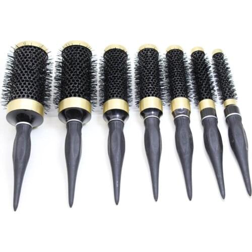 8 size Ceramic Iron Hair Brush Anti-static High Temperature Resistant Round Barrel Hair Comb Drying Curling Barber Accessories