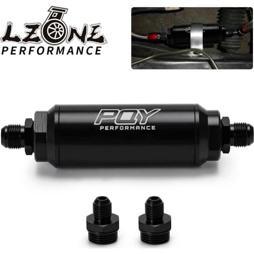 LZONE - ID=44mm BLACK PQY New Fuel filter with 2pcs AN6 and 2pcs AN8 adaptor fittings with 60micron steel element JR5565