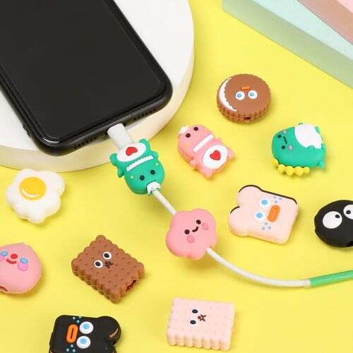 Cable Bite Cartoon Cute Cable Protector Soft Wire Winder Data Line Cord For USB Charging Protective Cover Winder Organizer