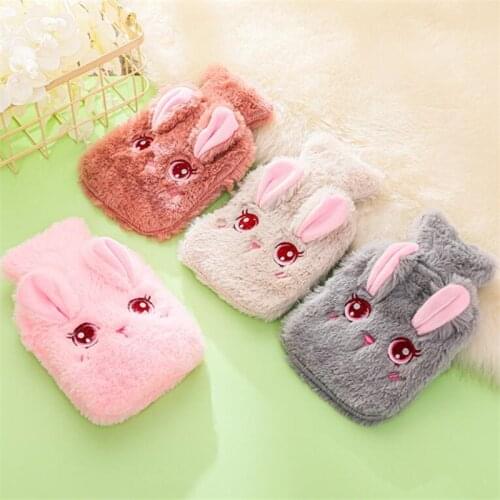 Cute PVC Stress Pain Relief Therapy Hot Water Bottle Bag Eyelash Knitted Soft Cozy Cover Winter Warm Heat Reusable Hand Warmer