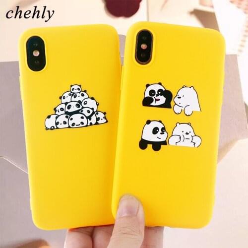 Cute Panda Phone Case for iPhone 6s 7 8 11 Plus Pro X XS Max XR Animal Cases Soft Silicone Fitted Cell Phone Accessories Covers