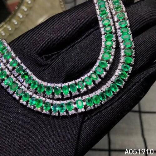 KJJEAXCMY boutique jewelry 925 sterling silver inlaid Natural Emerald ladies bracelet support detection popular fashion