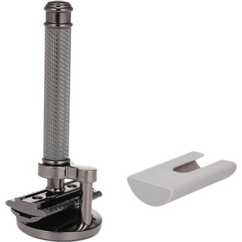 Mens Double Edge Safety Razor Classic Shaving Razor with Shaving Razor Base Protective Cover Shaving Tool