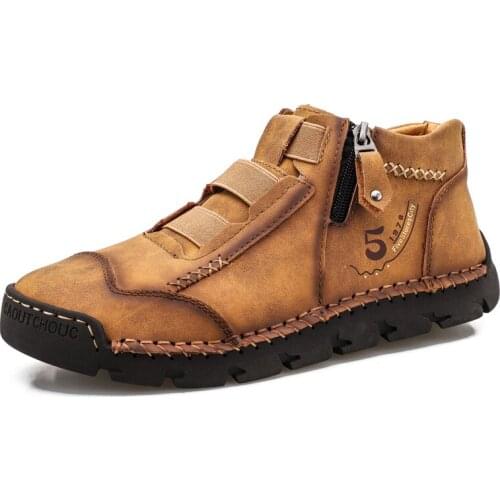 Mens Leather Boots 2020 New Fashion Split Leather Boot Shoes Male Casual Autumn Design Leather Ankle Boots Zip Closure