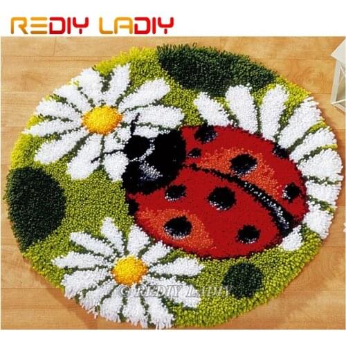 Latch Hook Kit Make Your Own Rug Ladybug Daisy Tapestry Crochet Cushion Mat DIY Carpet Rug Set Pre-Printed Canvas Hobby & Crafts