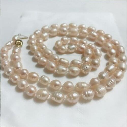 New Baroque 8-9mm light pink Freshwater Cultured Pearl Necklace 32" AAA gift