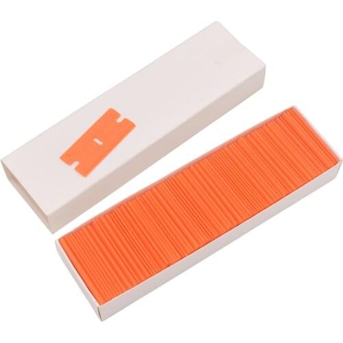 Orange Double Edged Plastic Razor Blade Window Glass Clean Scraper Carbon Fiber Wrapping Vinyl Car Wrap Sticker Squeegee
