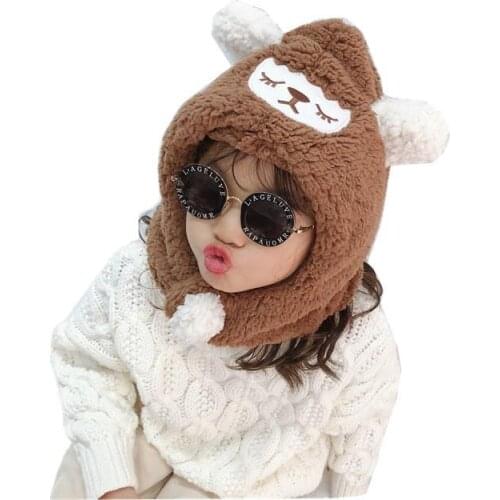 Autumn Winter Children Hats Cute Sheep Ear Hat for Boys 2021 New Kids Beanies Cap Boys Warm Hooded Hat Baby Scarves Toddler