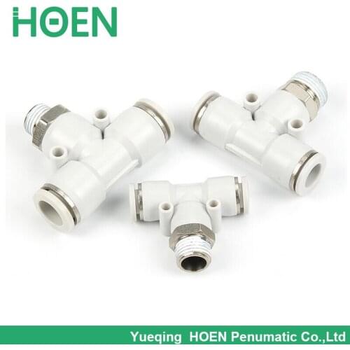 PB16 03 PB T Type Threaded Tee Push-in Fitting 16mm joint pipe 3/8" Thread Air Quick Conneactor Pneumatic Air Fittings PB16-03