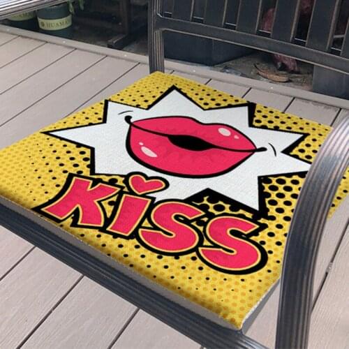 Sexy red lips painting art work non-slip chair Cushion linen soft and Chair mat Home Hotel Bar office Cushions carpet