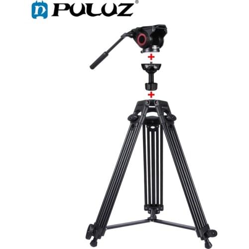 PULUZ Heavy Duty Video Camcorder Aluminum Alloy Tripod with Fluid Drag tripod Head for Canon Sony Nikon DSLR SLR Camera