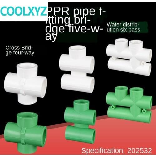 PPR20 / 25/32 Bridge Crossing Five-way Hot-melt Joint 1/2IN 3/4IN 1 inch PPR Water Pipe Water Dividing Six-way Fitting