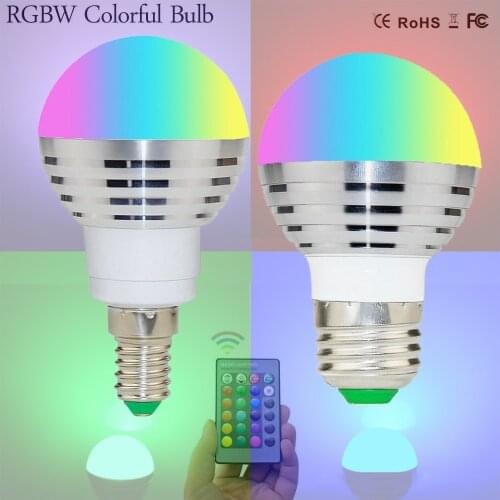 3W RGB Multicolor LED Globe Light Bulb E14 E27 Screw Base Remote Control Lamp for Home Bedroom Decoration 85-265V 110V 220V