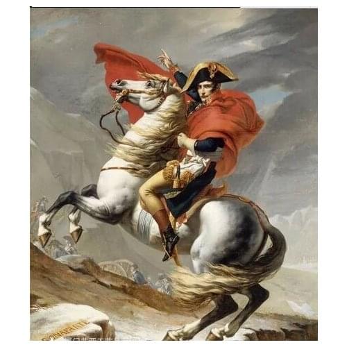 Hand Painted Portrait Classical Oil Painting on Canvas Napoleon Crossing the Alps, 1801 by Jacques Louis David Home Decor Art