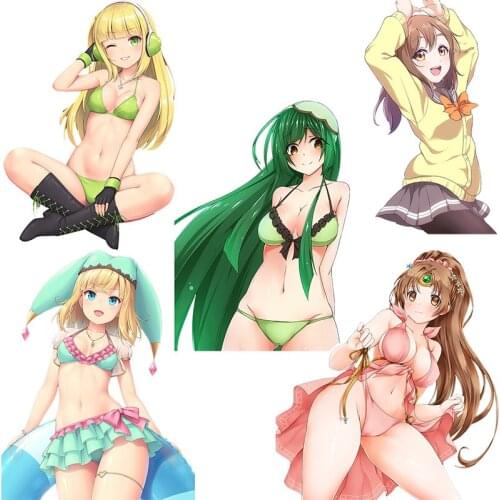 Three Ratels CDM365 Cute Underwear Anime Girl Car Sticker Fuel Tank Cap&Rearview Mirror Waterproof Decal home decoration decals