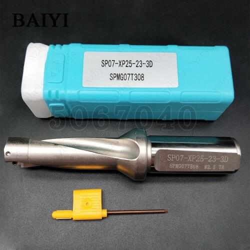 SP series U drill 23mm 3D Shank diameter C25mm fast SP U Drill Indexable bit drilling for SPMG060204 blade Machinery Lathes CNC