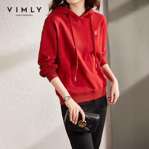 VIMLY Hoodie Vintage Sweatshirt Women Autumn and Winter 2021 New Streetweat Loose Korean Hoodies Female Tops F8930