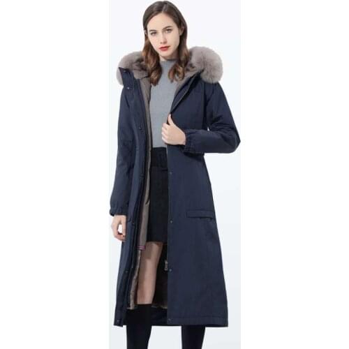 Herstory Women Winter Long Parkas 2021 Female Faux Fur Padded Overcoat Thicken Removable Liner Parka Faux Fox Fur Collar Jacket