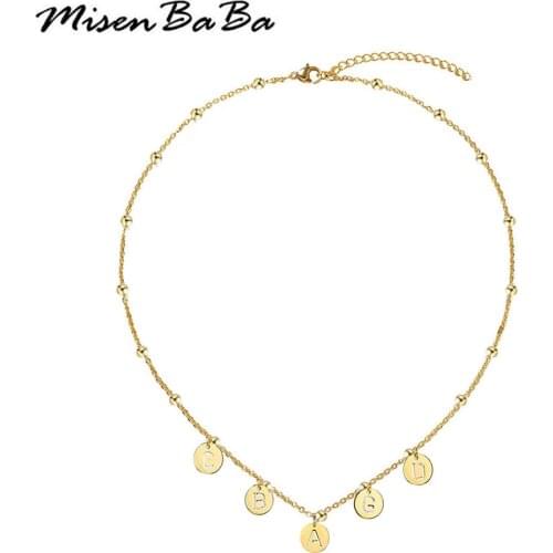 Custom Stainless Steel A-Z Initial Letter Pendant Necklaces For Women New Disc Alphabet Choker Collar lyrics Name Jewelry