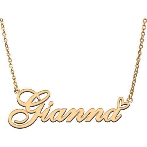 Love Heart Gianna Name Necklace for Women Stainless Steel Gold & Silver Nameplate Pendant Femme Mother Child Girls Gift