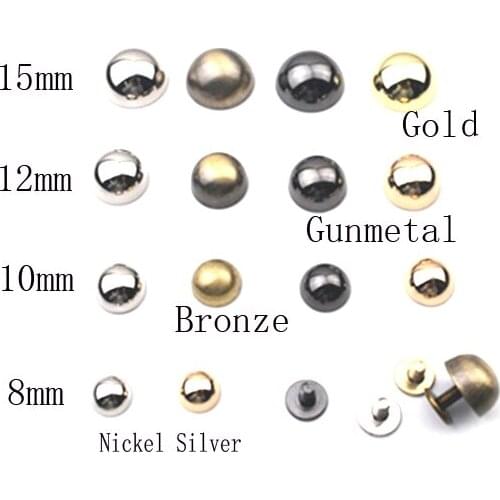 Golden Metal Round Screw Back Rivets Studs Nail Stud for Garment Craft Belt Bag Wallet Decoration Hardware 8mm/10mm/12mm/15mm