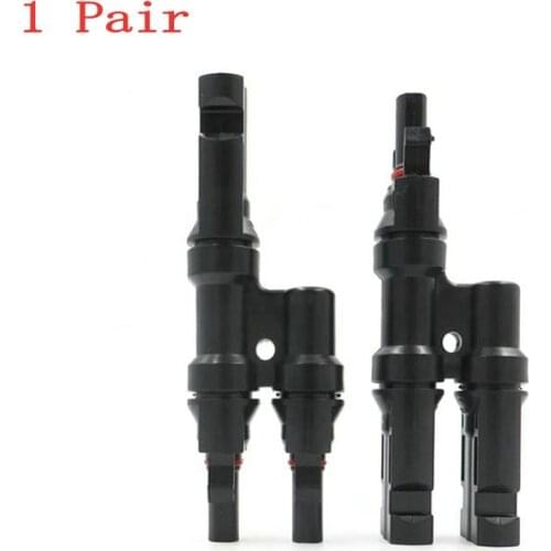 1Pair 2 Branch T type Connector for solar panel parallel connection branch two PV module panel connect solar system