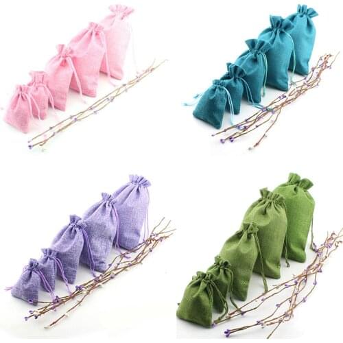 10pcs/lot Multi Colors Imitation Cotton Linen Drawstring Bags 7x9 8x10 10x14 13x18cm Organza Storage Pouches Bag Jewelry Package