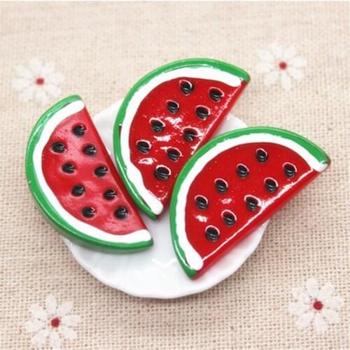 10pcs Resin Hand Painted Watermelon Summer Fruit Cabochons Flatback DIY Craft scrapbooking,33*18mm