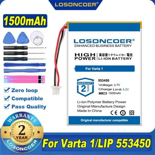 100% Original LOSONCOER NEW 1500mAh 553450 Battery For Varta 1/LIP 553450